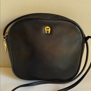 Etienne Aigner Vintage Navy Blue Leather Crossbody Bag
